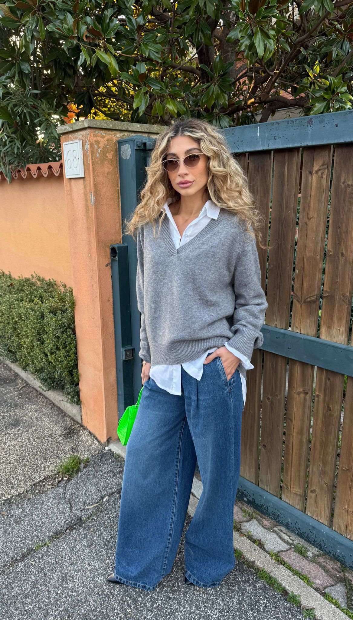 Jeans palazzo con pences