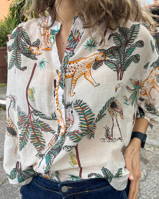 Camicia in seta e viscosa
