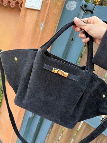 Borsa in vera pelle scamosciata