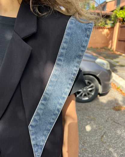 Gilet over con dettagli in jeans