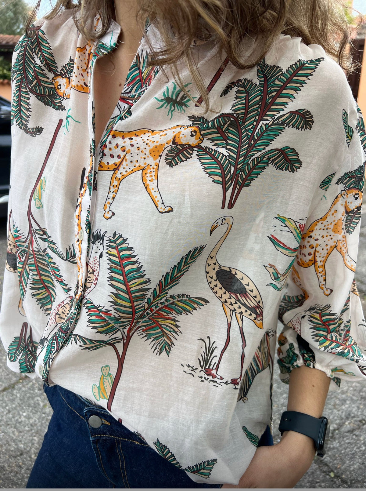 Camicia in seta e viscosa