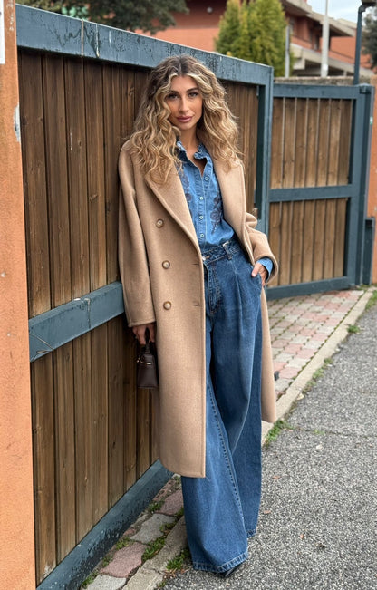 Cappotto in viscosa e lana
