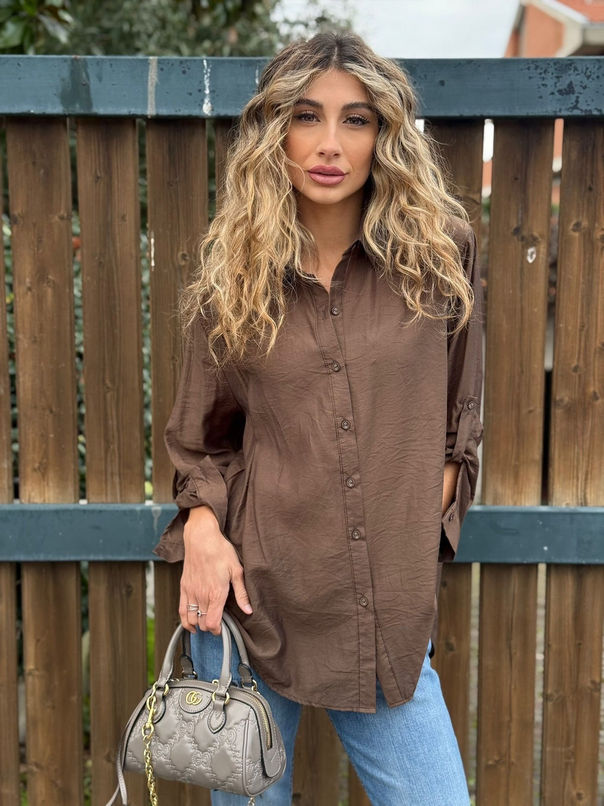 Camicia in lino e viscosa