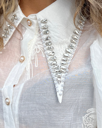 Camicia gioiello con manica a sbuffo