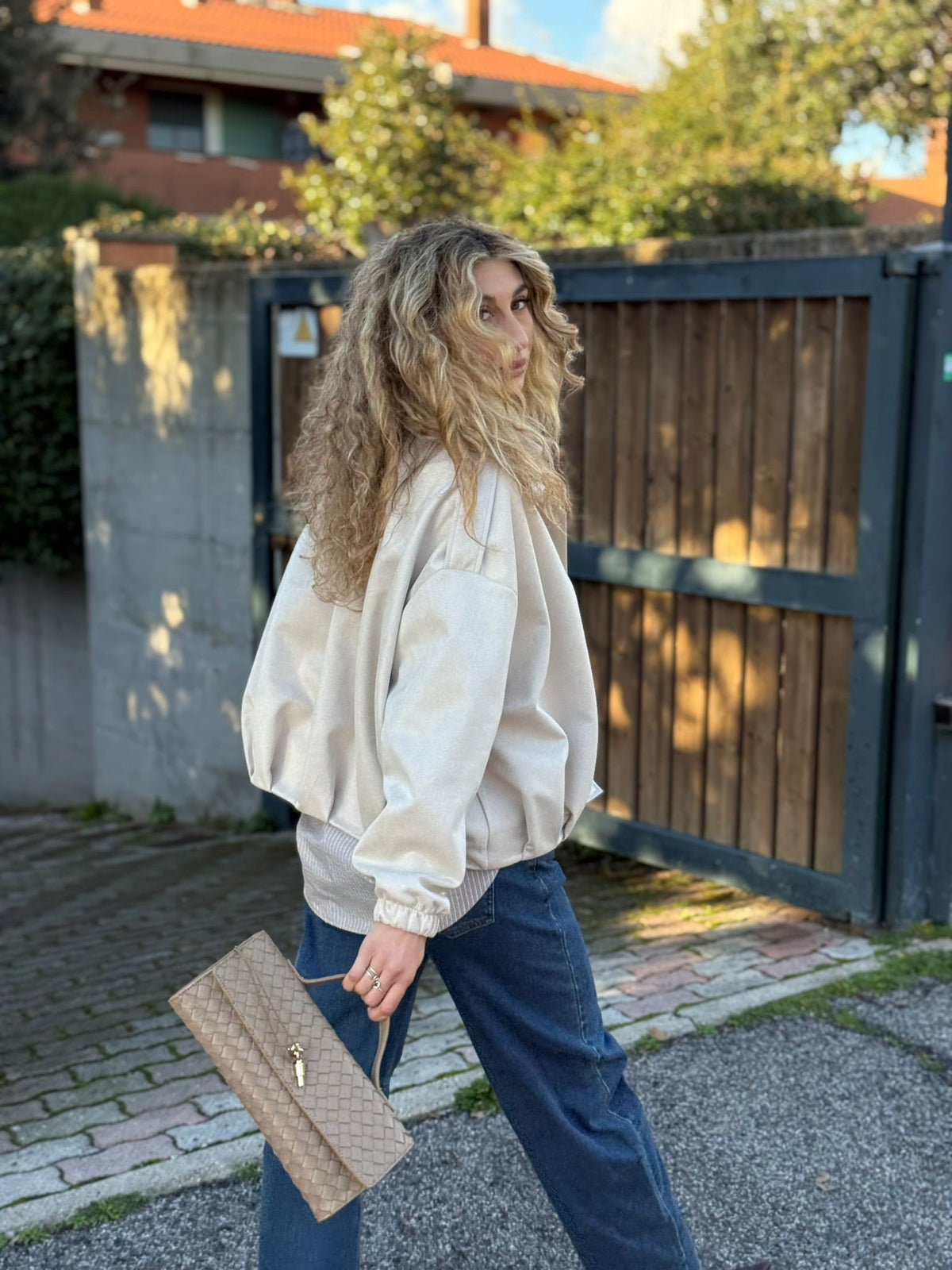 Giacca bomber in suede