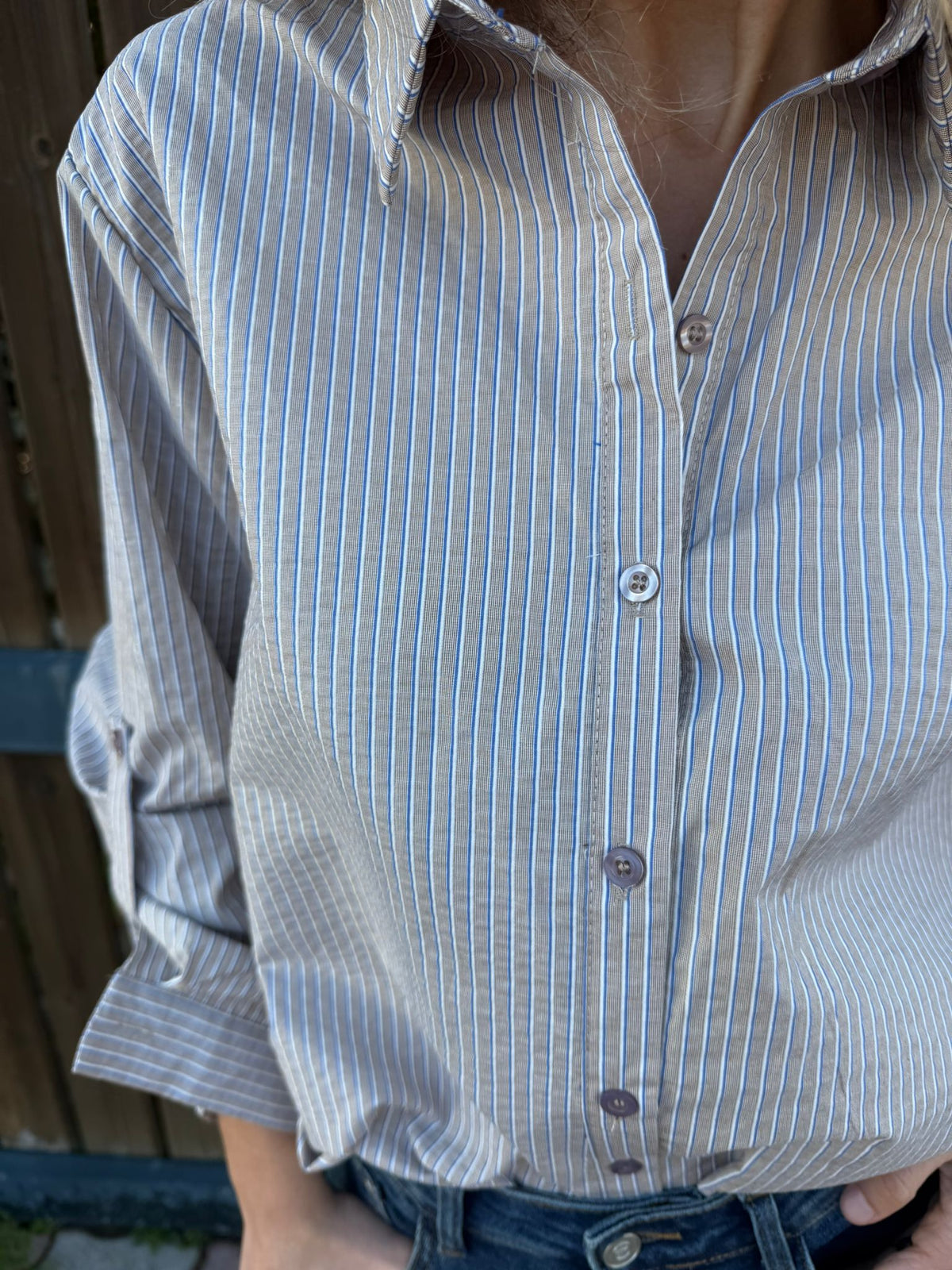 Camicia in cotone a righine