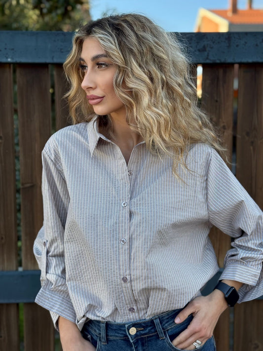 Camicia in cotone a righine