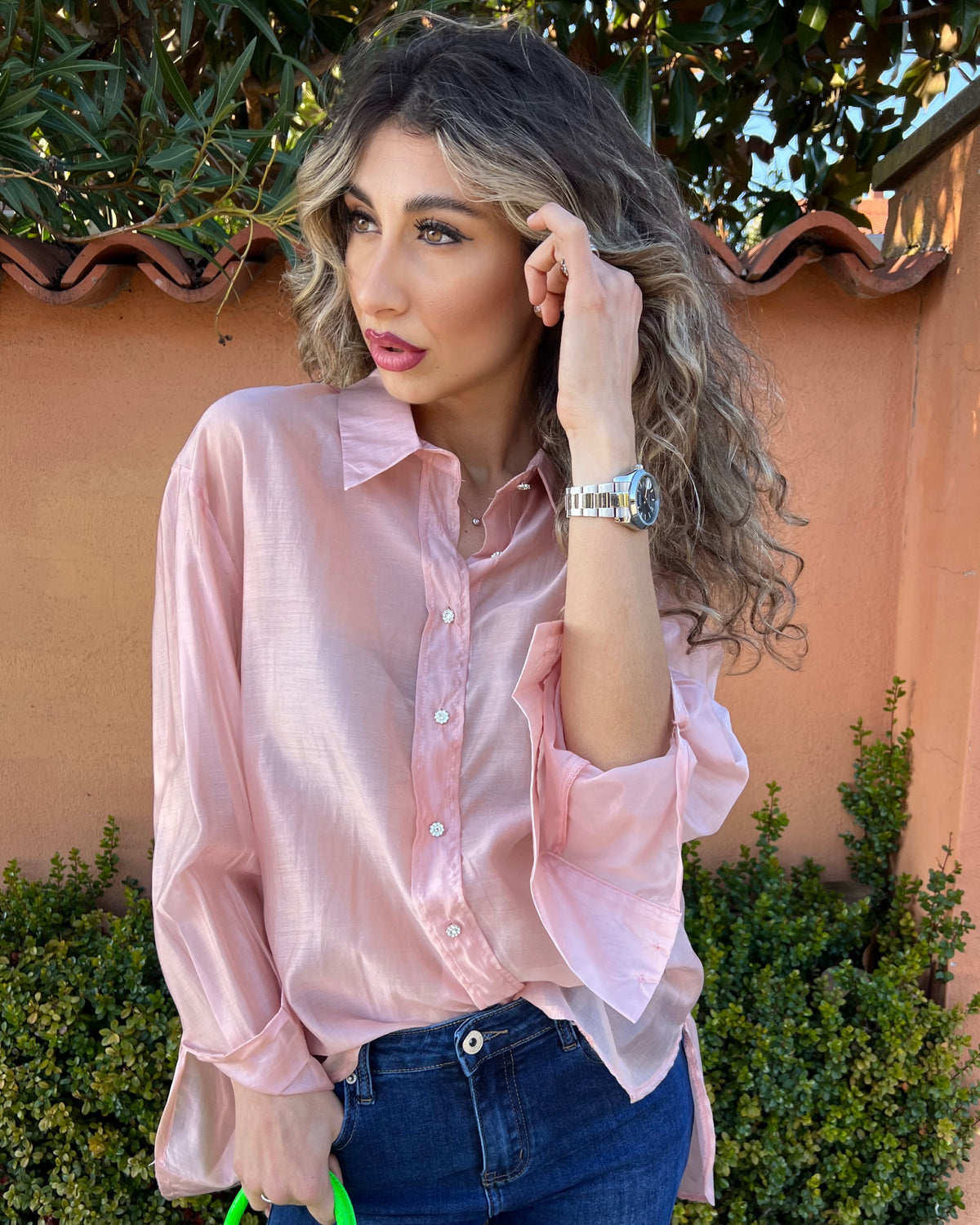 Camicia in misto seta