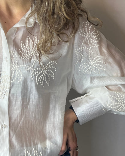 Camicia in raso con ricami