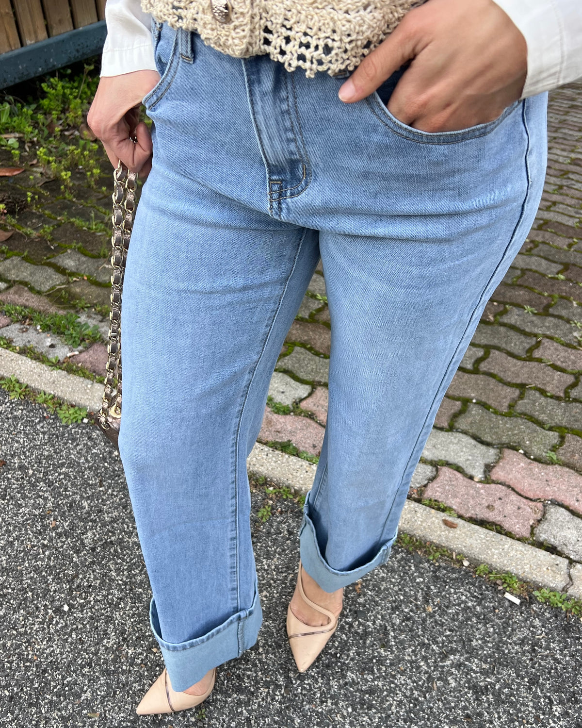 Jeans con risvolto