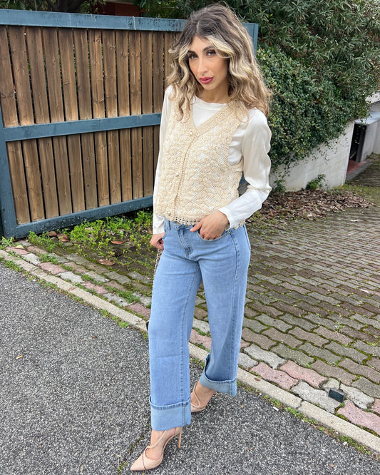 Jeans con risvolto