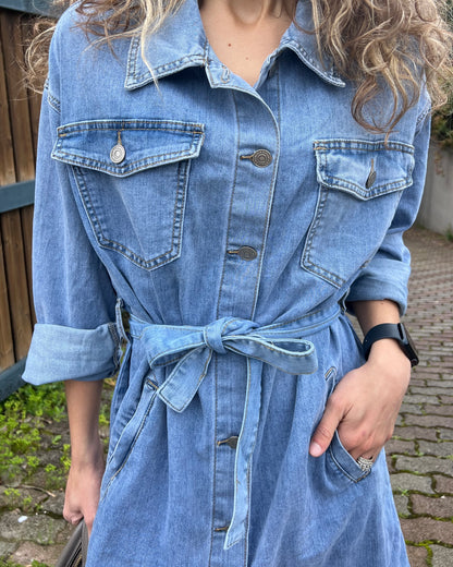 Abito chemisier in Denim Elasticizzato
