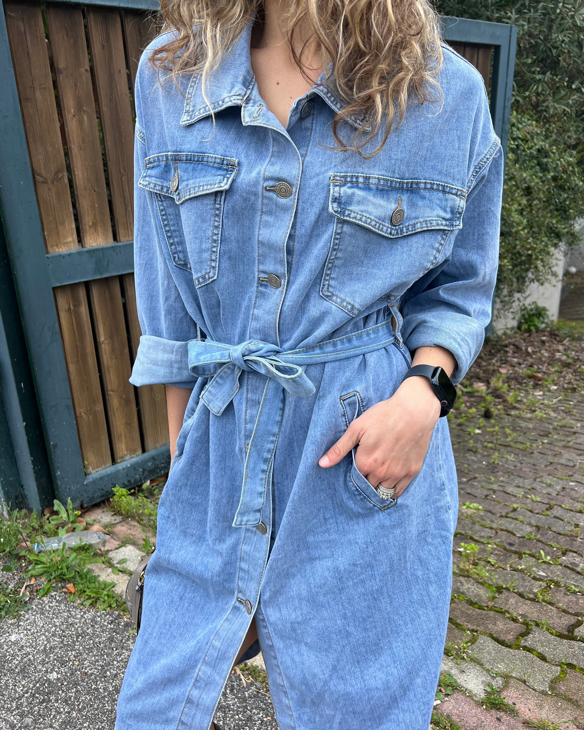 Abito chemisier in Denim Elasticizzato