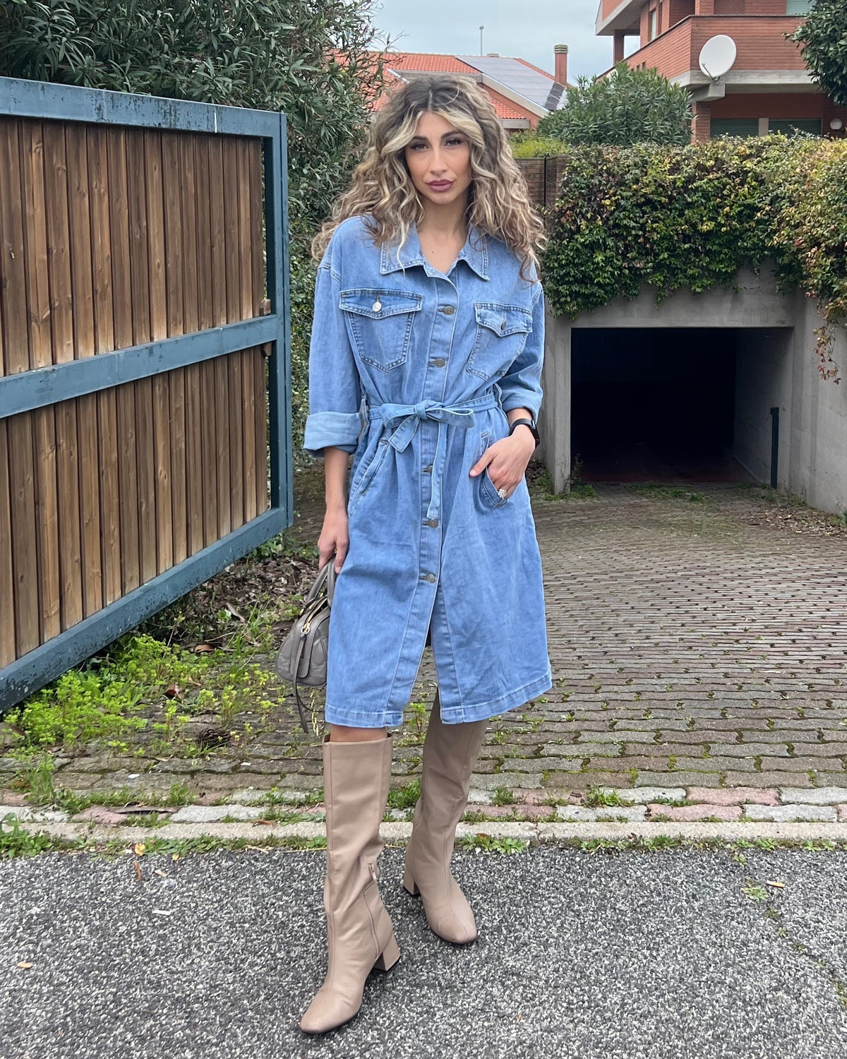 Abito chemisier in Denim Elasticizzato