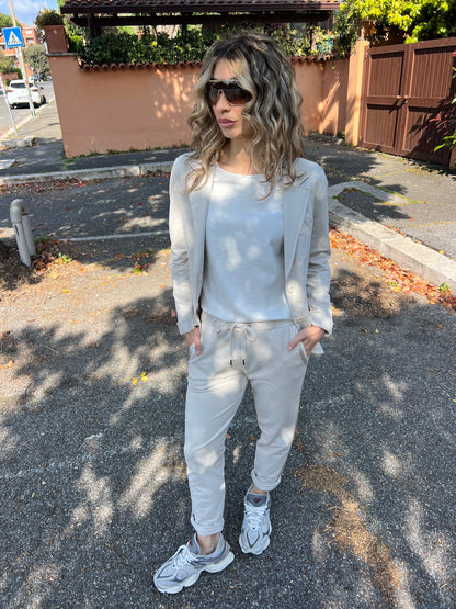 Pantalone tuta in cotone garzato