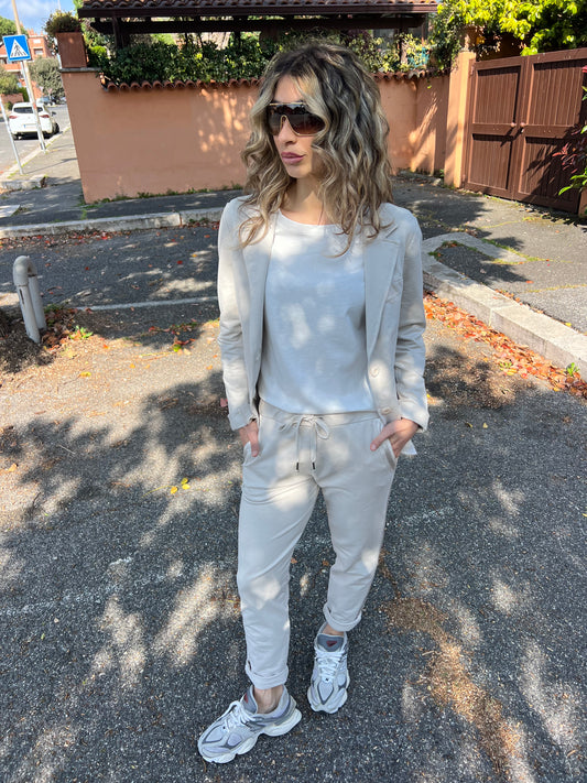 Giacca tuta in cotone garzato