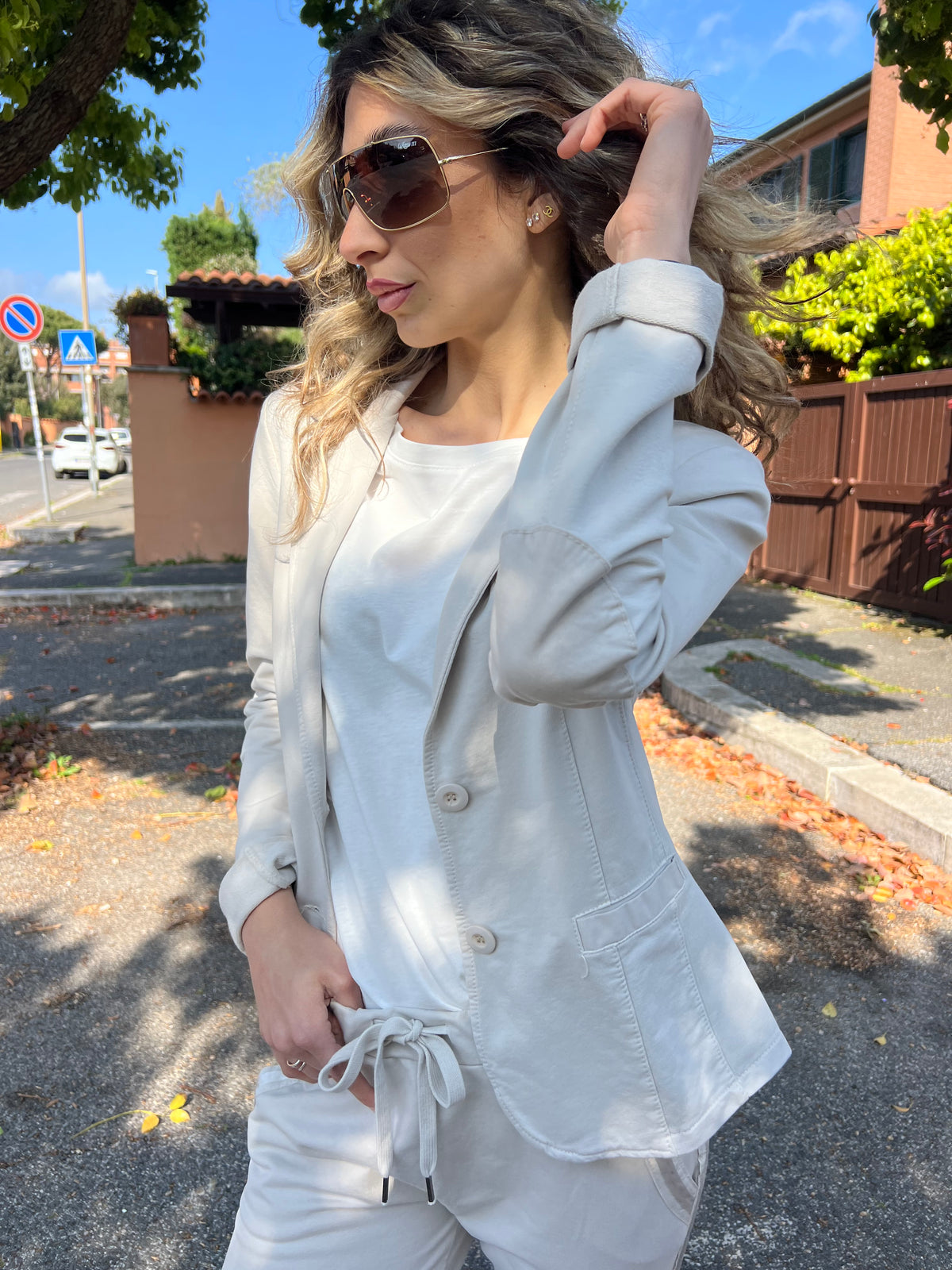 Giacca tuta in cotone garzato