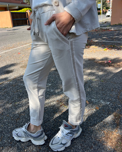 Pantalone tuta in cotone garzato