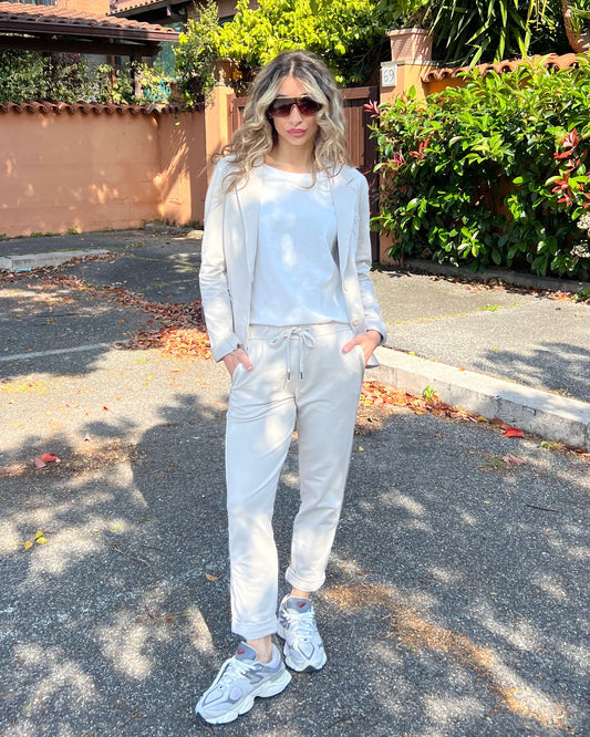 Pantalone tuta in cotone garzato