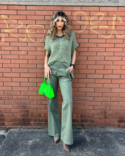 Pantalone in cotone palazzo