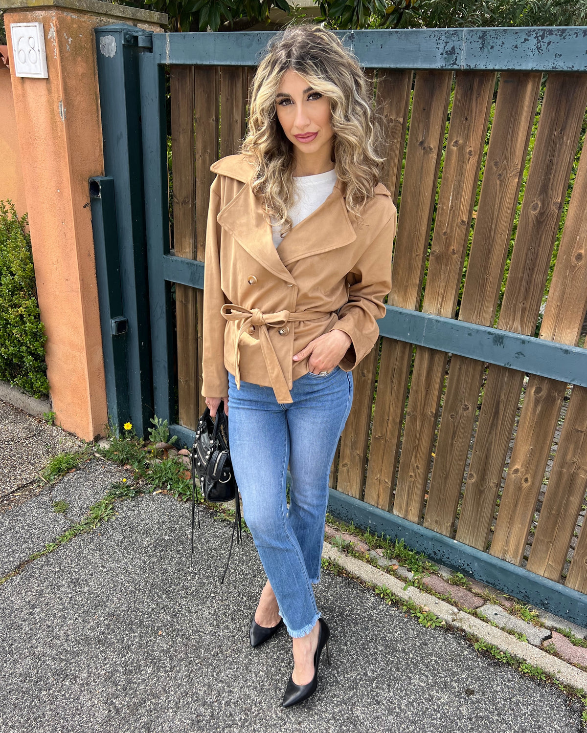 Mini trench in suede