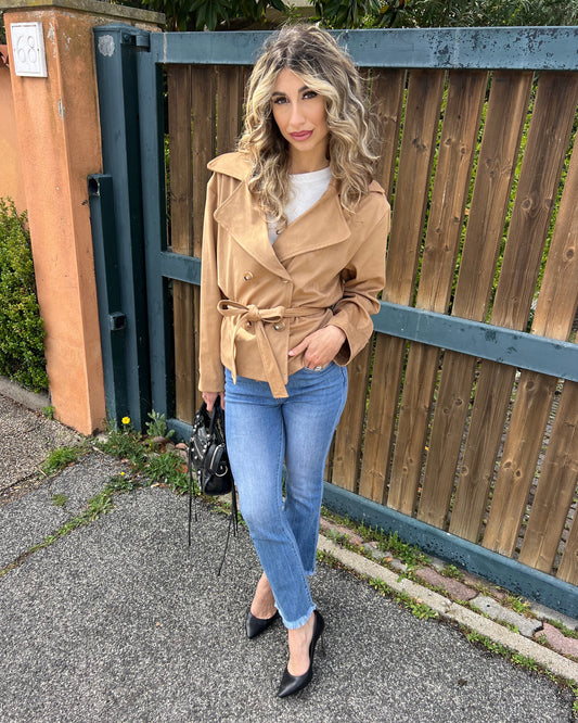 Mini trench in suede