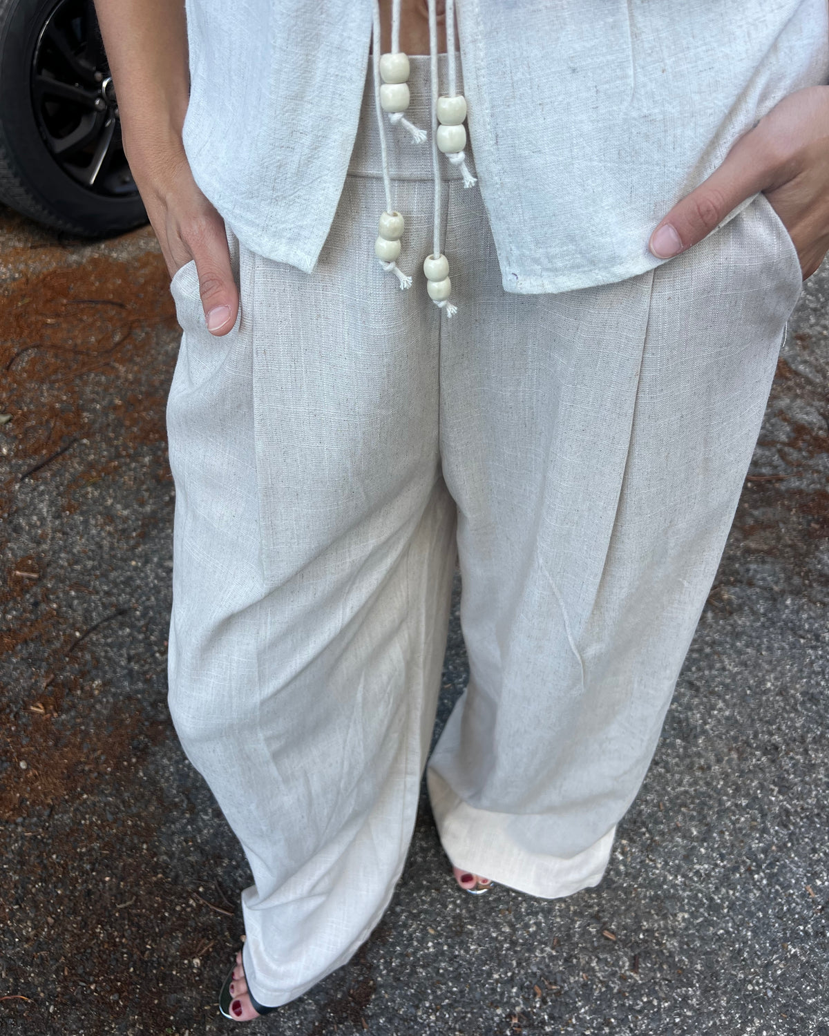 Pantalone palazzo con elastico in vita