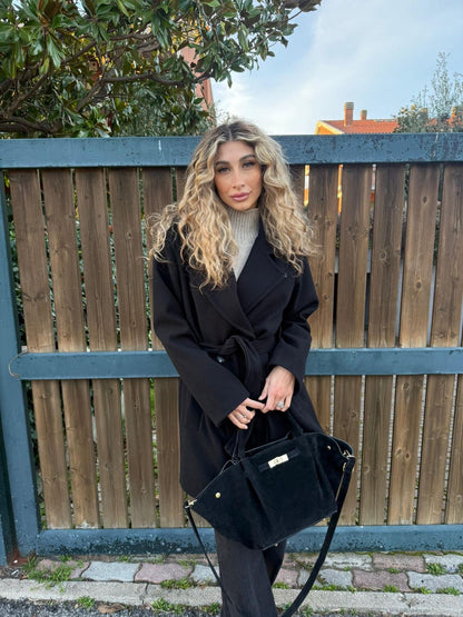 Borsa in vera pelle scamosciata