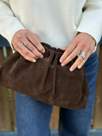 Birsa pochette in vera pelle scamosciata