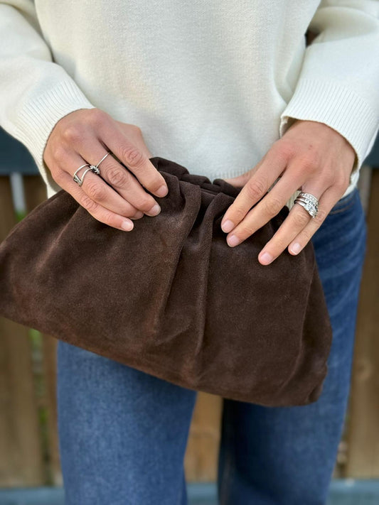 Birsa pochette in vera pelle scamosciata